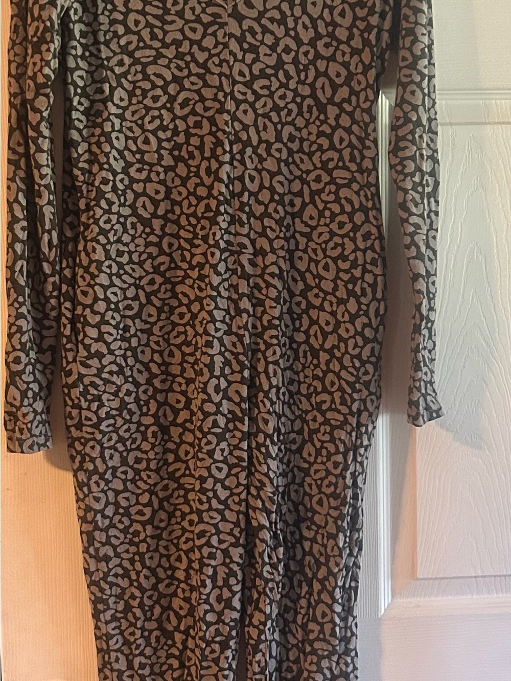 Smash + Tess Long Sleeve Leopard Print Dress in Brown and Black